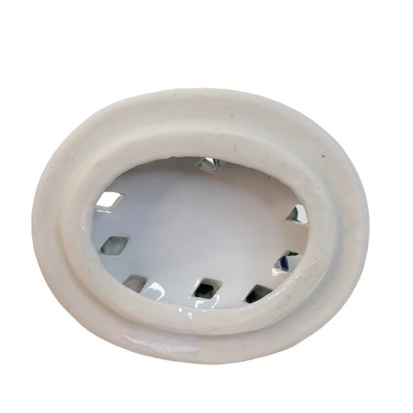 Vintage Trinket Box Applied Rose Flowers Reticulated Lattice Basket Jewelry Ring - Picture 4 of 10